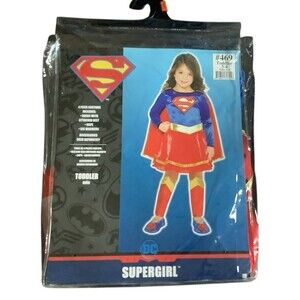 Supergirl Costume Toddler 3-4 Halloween Fall Party Red Blue New